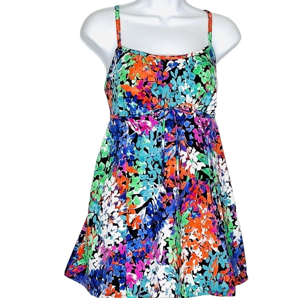 Swim Dress, Size 12, Multi Colored Tropical Print